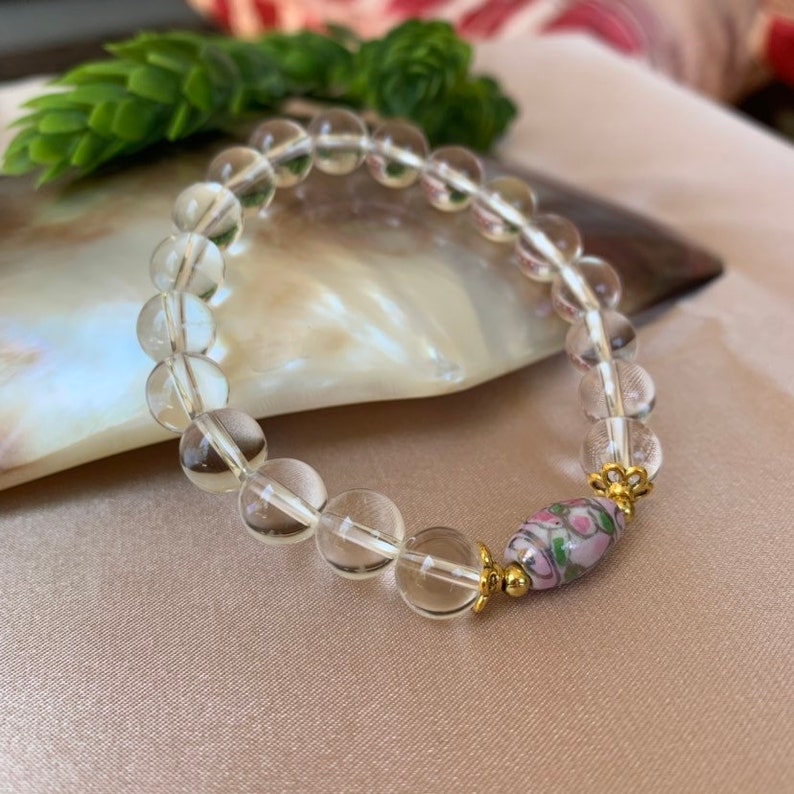 White quartz bracelet phantom quartz bracelets unisex Yoga bracelet Quartz Crystal White Bead Bracelet,Woman bracelet