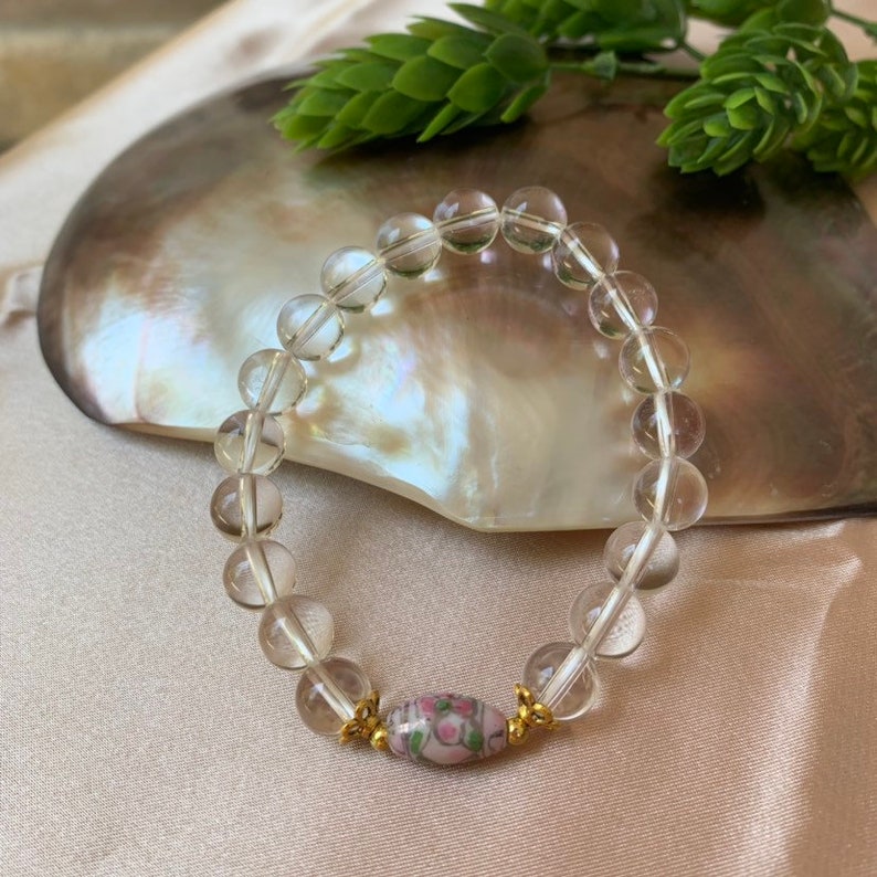 White quartz bracelet phantom quartz bracelets unisex Yoga bracelet Quartz Crystal White Bead Bracelet,Woman bracelet
