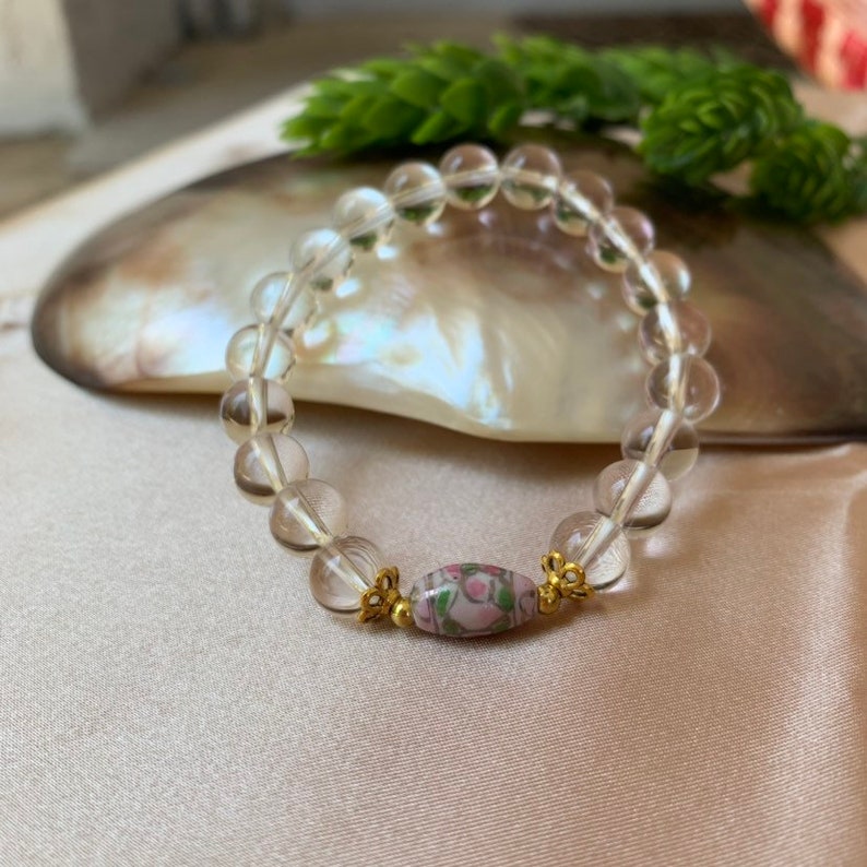 White quartz bracelet phantom quartz bracelets unisex Yoga bracelet Quartz Crystal White Bead Bracelet,Woman bracelet