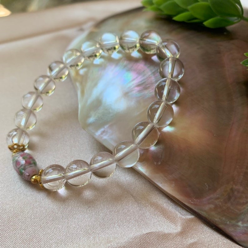 White quartz bracelet phantom quartz bracelets unisex Yoga bracelet Quartz Crystal White Bead Bracelet,Woman bracelet