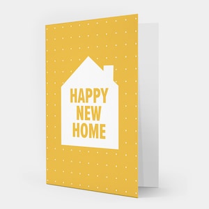 Tarjeta Dotty amarilla feliz nuevo hogar