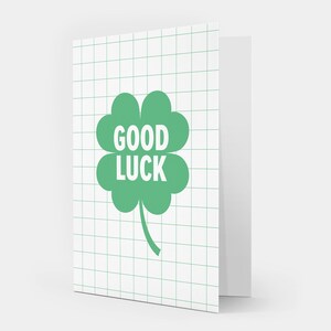 Good Luck Four Leaf Clover Grid Card