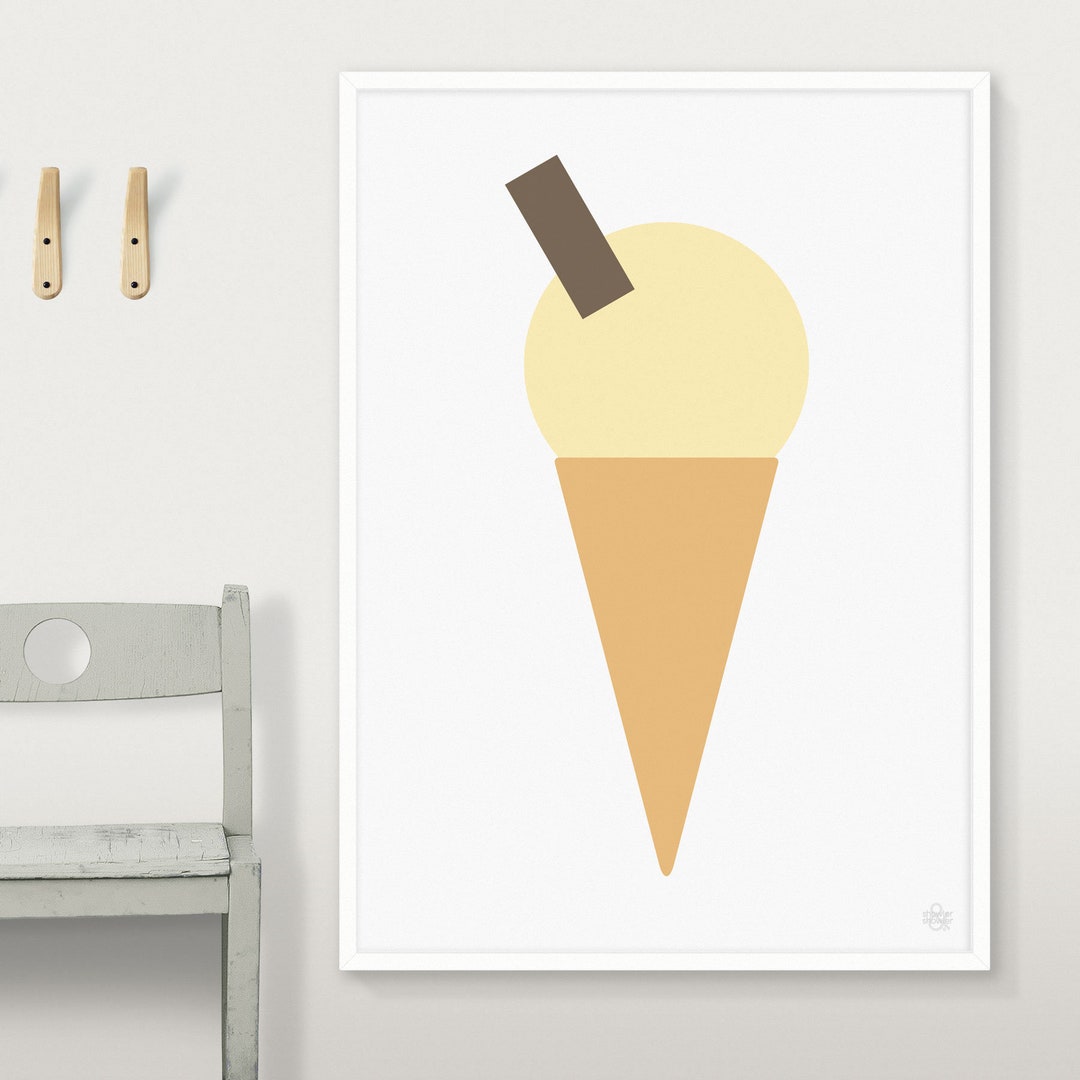 Ice Cream Cone Summer Beach Themed Art Print - Etsy
