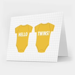 Hallo tweelingen! Nieuwe baby-tweelingkaart Gefeliciteerd met uw nieuwe aankomstkaart