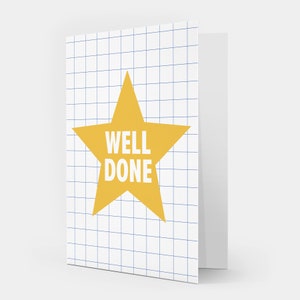 Bravo, étoile jaune, grille de félicitations, carte de voeux, nouvel emploi, réussite aux examens, carte de célébration pour lui, pour elle
