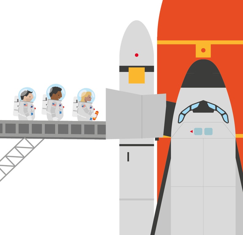 Space Shuttle Rocket Art Print for Budding Young Astronauts - Etsy