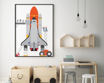 Space Shuttle Rocket Art Print For Budding Young Astronauts