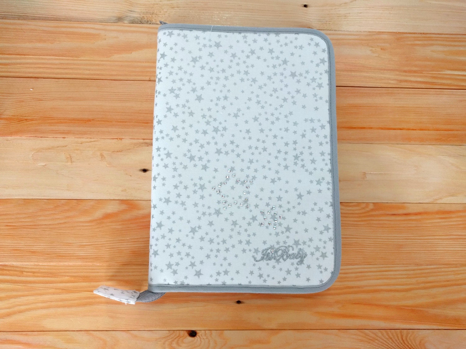 Baby Documents Pouch, Stars Documents Holder, Baby Silver Stars