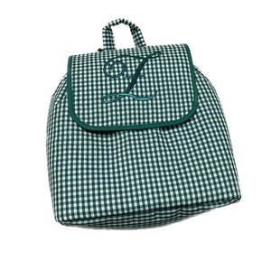 Sac à dos brodé personnalisé pour enfants, cartable pour la rentrée, sac à dos vichy vert, sac à dos personnalisé pour tout-petit, sac à dos pour bébé