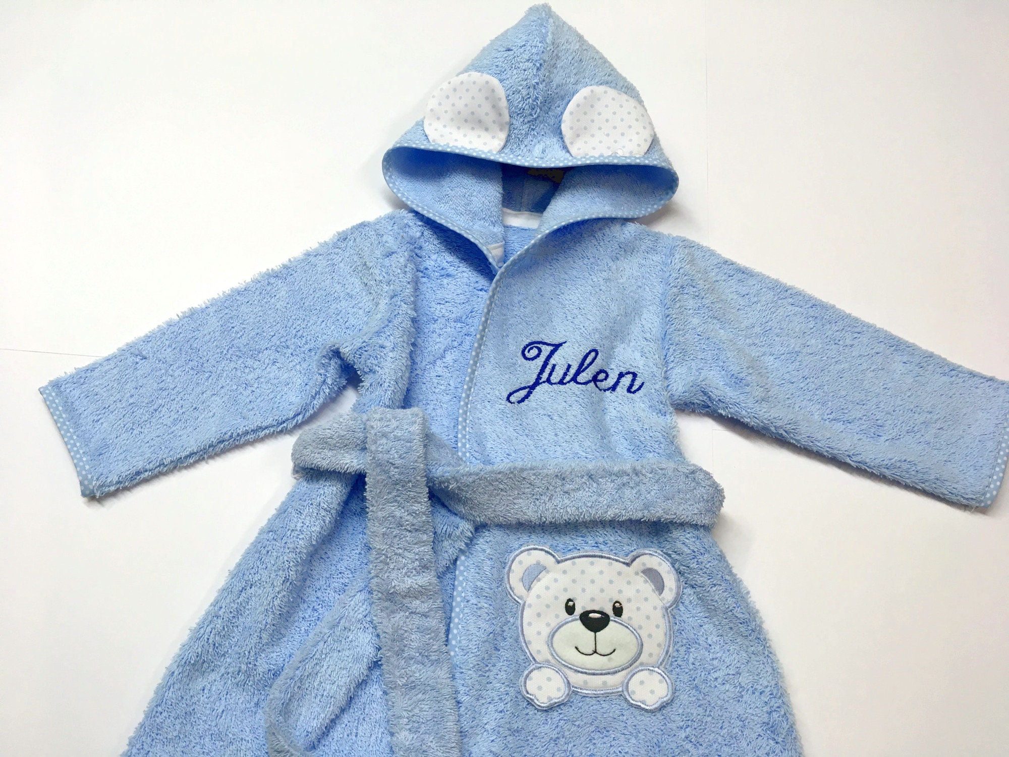 Personalized Baby Bathrobe Monogram Bear Bath Robe for Kids Etsy