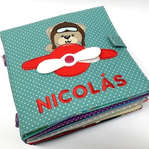 Stil boek op maat voor peuter, montessorispeelgoed, vilten activiteitenboek, druk boek stof, gepersonaliseerd speelgoed, zintuiglijk boek