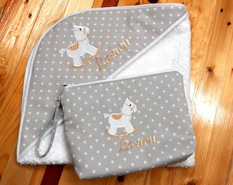 Custom hooded baby towel, Personalized towel set for baby, Gender neutral baby shower gift