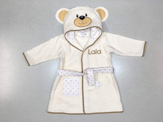 Personalised Embroidered Baby Girl/'s Teddy Bear Pink Bath Robe Dressing Gown