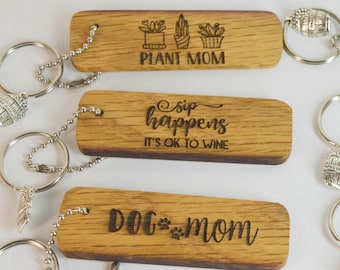 Wine Barrel Keychain: Handmade Oak with Barrel Charm