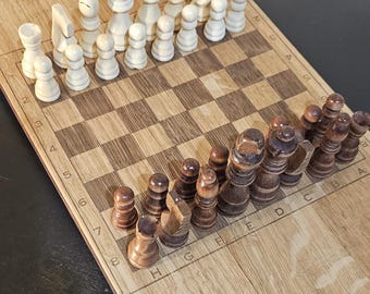 Oak Chess Board from Wine Barrel Head, Laser Engraved