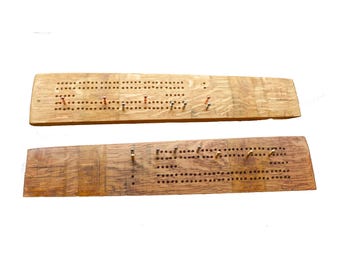 Cribbage Board Made From Wine Barrel Staves - 2 track - 8 pegs included