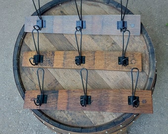 Recycled Wine Barrel Stave Coat Rack – Rustic Towel Hanger