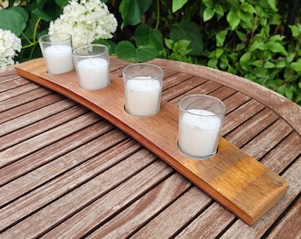 Wine Barrel Stave Votive Candle Holder: Farmhouse Rustic Decor