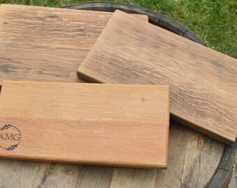 Recycled Wine Barrel Head Cutting Board: Personalized Solid Oak