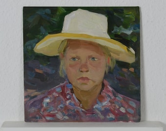 Portret dziewczynki, malarstwo portretowe, malarstwo vintage, malarstwo olejne, impresjonizm, sztuka i przedmioty kolekcjonerskie, wystrój salonu