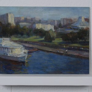 Paisagem da cidade, pintura a óleo original, impressionismo, objetos de arte e colecionáveis, decoração artística