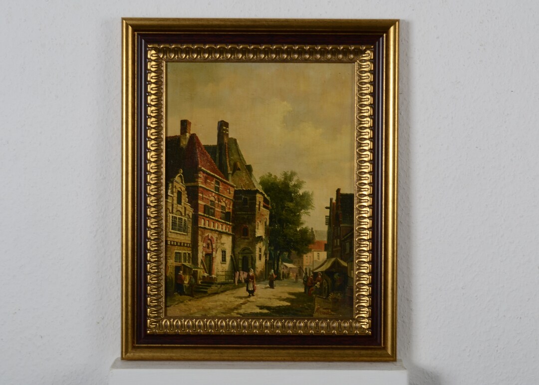 Genre Vintage Oil Painting, Genre Landscape With People, Summer