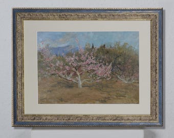 Mountain landscape, summer landscape, flowering tree, impressionist paintings, antique oil paintings, art and collectibles, art decor