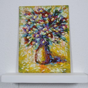 Bodegón con flores Pintura al óleo Flores en la mesa Decoración de la cocina