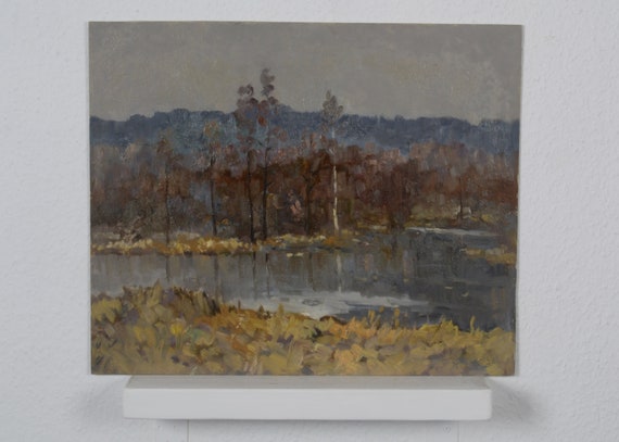Landscape painting, vintage oil painting, art work, nature painting, forest landscape painting, living room or hallway decor