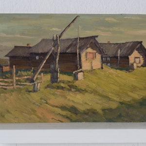 Pintura antiga, paisagem rural, pintura de paisagem, pintura a óleo vintage, obras de arte originais, impressionis ucranianos, decoração de arte para casa