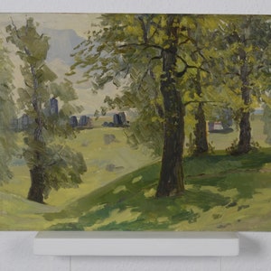 Pintura a óleo original, paisagem florestal, pintura a óleo vintage, impressionismo, objetos de arte e colecionáveis, decoração de arte para casa