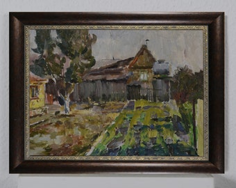 Rural landscape painting, summer oil painting, vintage landscape, art impressionism, beautiful nature, wonderful landscape, home decor