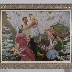 Pintura de gênero, sementes em uma caminhada, dia ensolarado de verão, pintura a óleo, ótimo humor, pintura de coleção, impressionismo artístico, decoração artística de casa