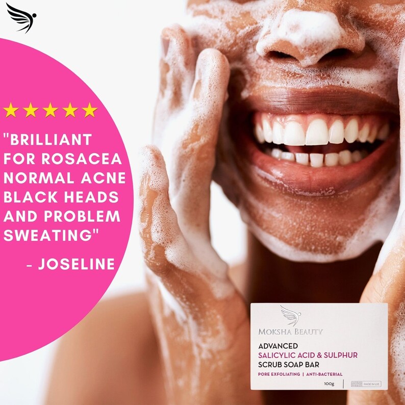 Sulphur Soap Bar With Salicylic Acid made in U.K Advanced Salicylic Acid & Sulphur Scrub Face