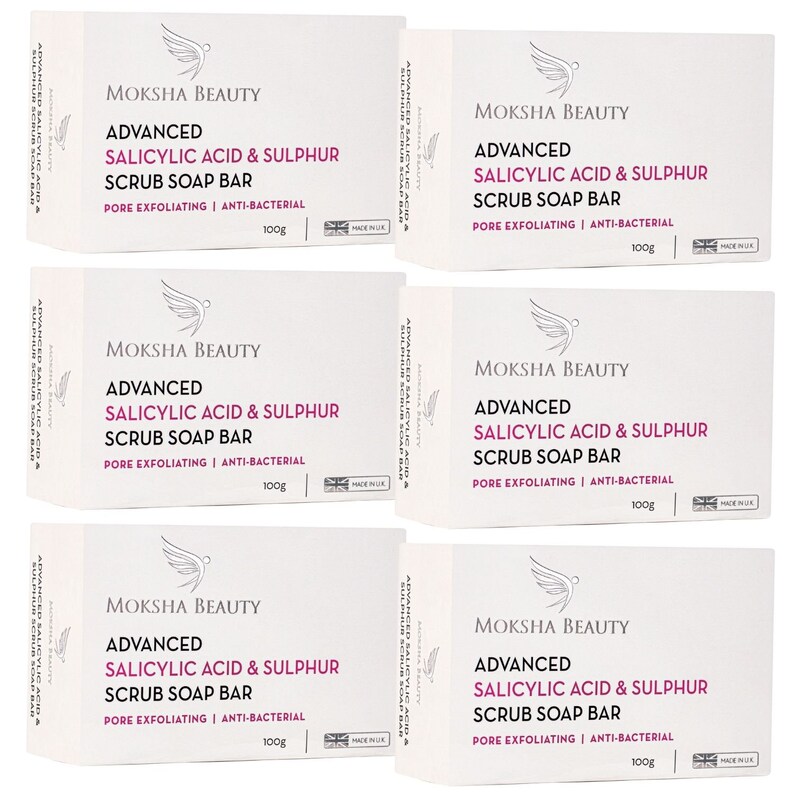 Sulphur Soap Bar With Salicylic Acid made in U.K Advanced Salicylic Acid & Sulphur Scrub Face