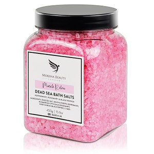 Muscle Relax Bath Salts - Made in UK (450g) Natural Dead Sea Bath Salt for Women, Men, Girls and Kids. Luxury Detox with Essential Oils