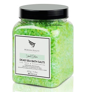 Eucalyptus Oil Bath Salts - Made in UK (450g) Natural Dead Sea Bath Salt for Women, Men, Girls and Kids. Luxury Detox with Essential Oils