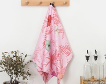 Hawaiian Quick-Dry Kitchen Tea Towel, Waffle Weave Dish Towel, Absorbent Recycled Microfiber