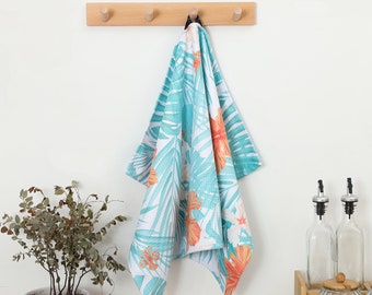 Paño de cocina hawaiano de secado rápido/paño de cocina absorbente con tejido gofrado – Diseño isleño moderno