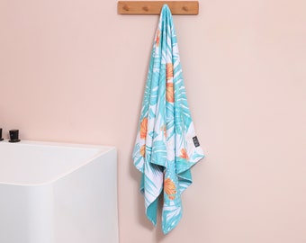 Toalla de baño de microfibra tipo gofre / Secado rápido / Altamente absorbente / Diseño hawaiano — Aroma de verano hawaiano