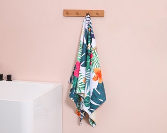 Microfiber Waffle Bath towel | Quick-Dry | Highly Absorbent | Hawaiian Design — Tropical Garden
