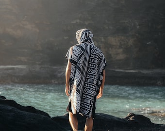 Hooded Changing Towel Poncho | Tropical Beach Coverup
