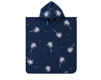 Kids poncho towel - Microfiber poncho - Deep blue stars