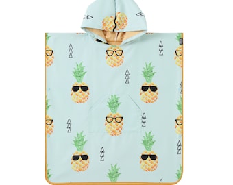 Kids poncho towel - Microfiber poncho - Sunglasses pineapple