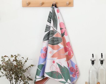 Paño de cocina hawaiano de secado rápido/paño de cocina absorbente con tejido gofrado – Diseño isleño moderno