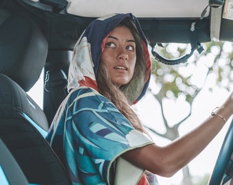 Poncho de toalla / Toalla para cambiarse / Toalla de microfibra con capucha / Manta de playa tropical / Toalla de secado rápido / Cubrebaño de playa / Poncho de surf