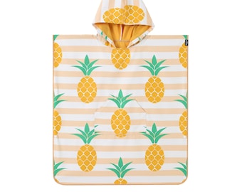 Kids poncho towel - Microfiber poncho - Pineapple stamp
