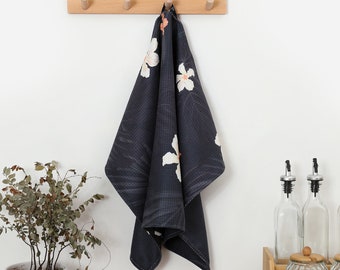 Toalla de cocina con estampado floral hawaiano, microfibra de tejido gofre, secado rápido