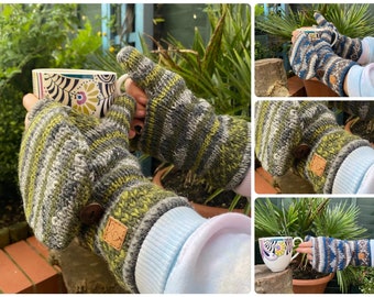 100% Wool Handmade Himalayan Sherpa Finger Free Gloves With Cap Winter Warm Soft Handmade For Men Women 1