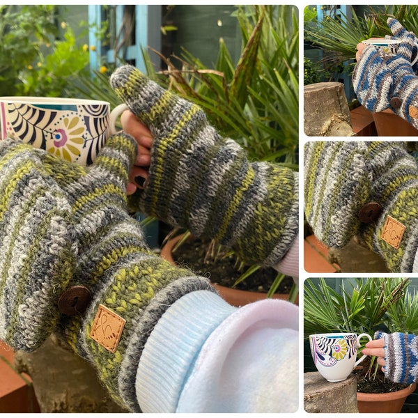 100% Wol Handgemaakte Himalaya Sherpa Vingervrije Handschoenen Met Cap Winter Warm Zacht Handgemaakt Voor Mannen Vrouwen 1